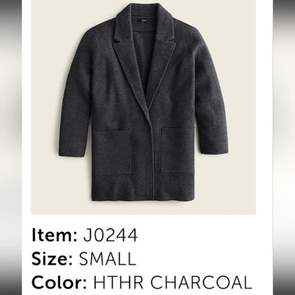 JCrew Sophie open front sweater blazer patch pockets heather charcoal S - Picture 11 of 11